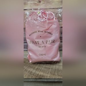 Odeme What A Pair Pink Set of 2 Silicone Wine Glasses - NEW